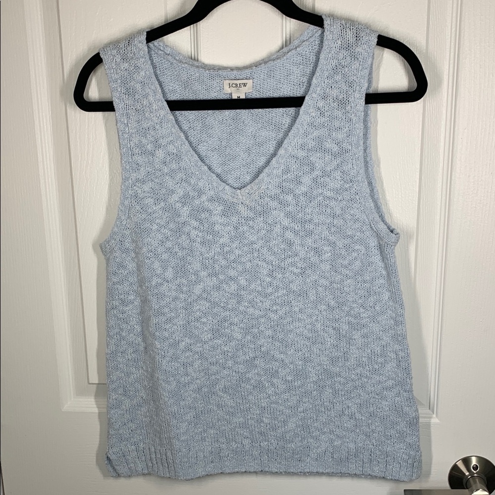 J Crew light blue cotton blend v-neck sweater vest size medium